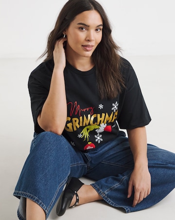 Black Grinch Merry Grinchmas Glitter License T-Shirt