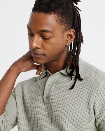 Textured Long Sleeve Knitted Polo