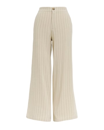 Stripe Linen Mix Wide Leg Trousers