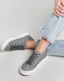 Janey Scalloped Edge Lace Up Trainer - Extra Wide Fit (EEE)