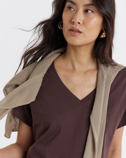Chocolate Short Sleeve V-Neck T-Shirt