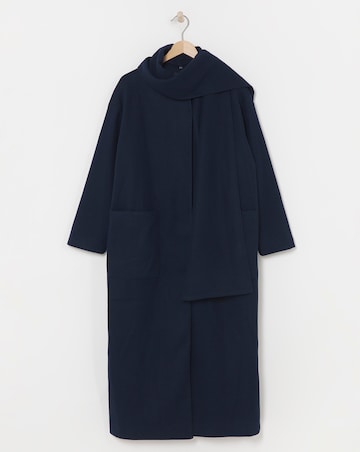 Navy Longline Scarf Coat