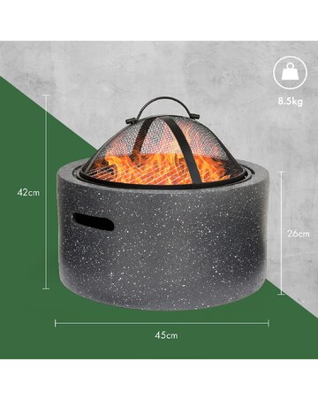 VonHaus Grey Round MgO Fire Pit