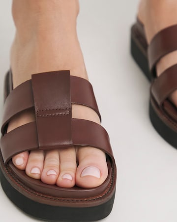 Rosalind Leather Twin Strap Mule - Wide Fit (E)