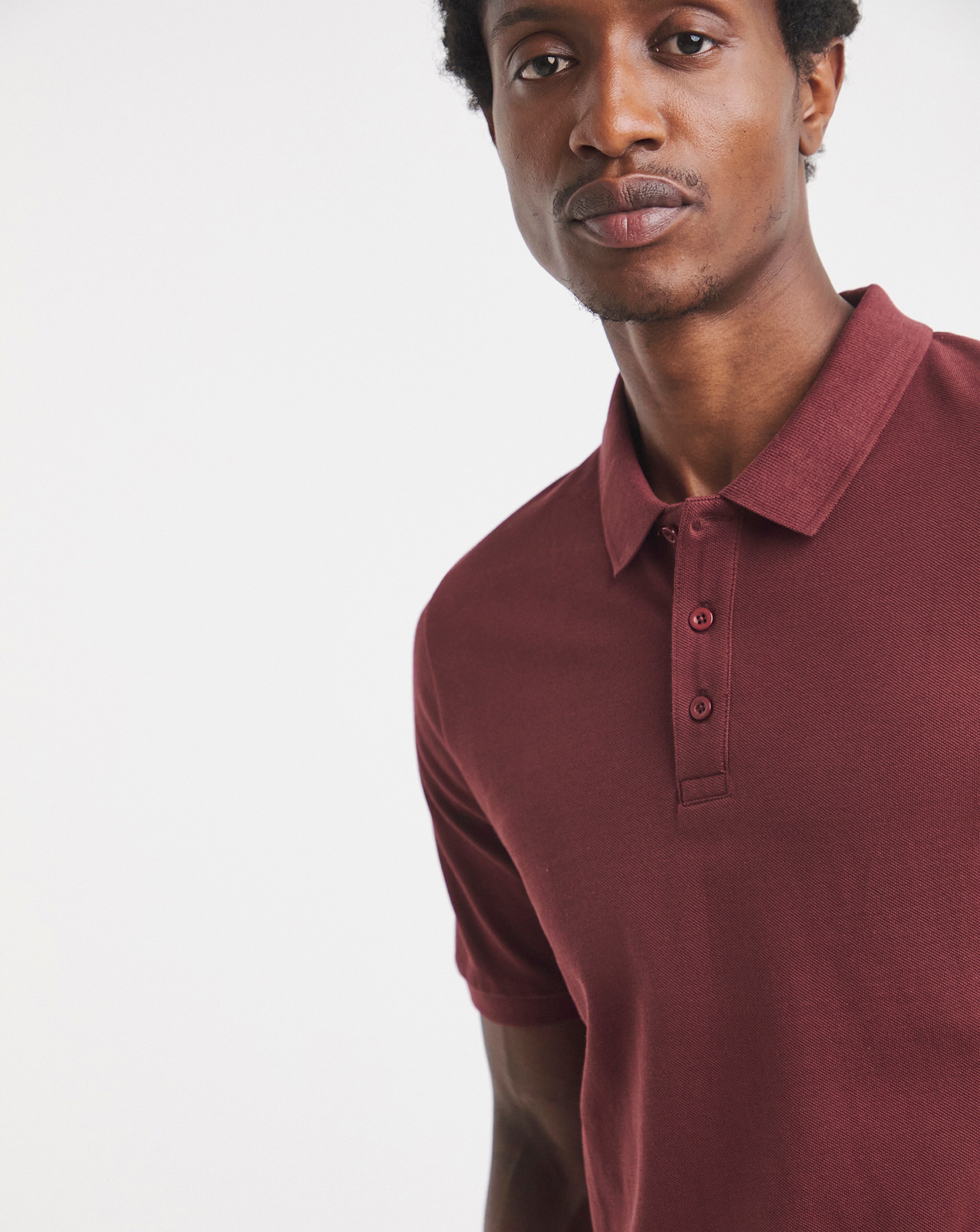 Pique Polo Long Length-Burgundy | Ambrose Wilson