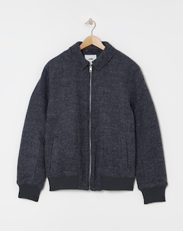 Wool Boucle Relaxed Varsity Jacket