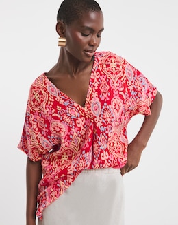 Printed Textured Crinkle Tunic Top