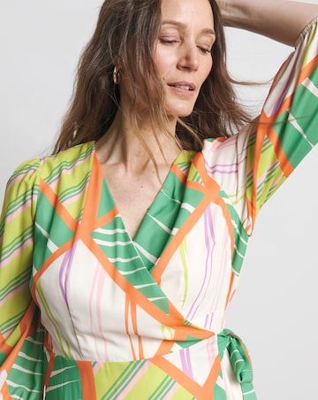 Joanna Hope Geo Print Functional Wrap Midi Dress