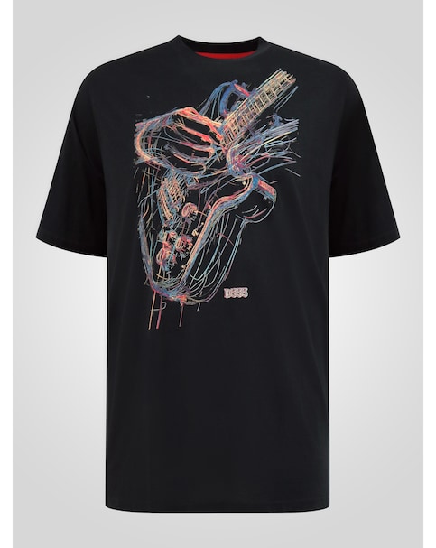 D555 Elliott Multi Coloured Guitar Printed Crew Neck T-shirt