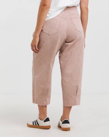 Simply Be Salt Pink Denim Cropped Barrel Jeans