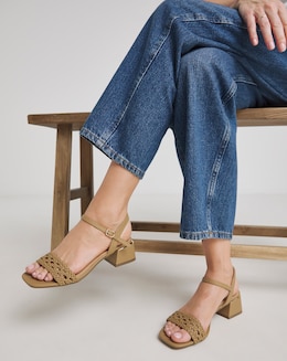 Lunar Woven Low Block Heel Sandals - Extra Wide Fit (EEE)