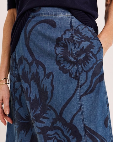 Julipa Printed Denim Midi Skirt