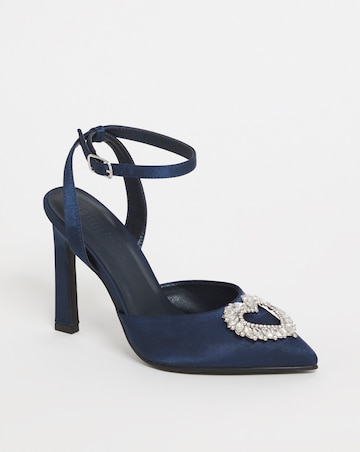 Amelia Heart Trim Heeled Court Shoes - Wide Fit (E)