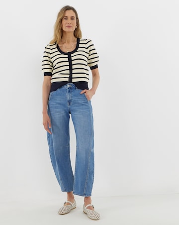 Textured Stripe Short Sleeve Cardigan