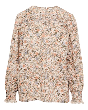 Anise Charlotte Floral Print Ladder Trim Blouse