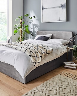 Hayden Velvet Ottoman Bed with 3 Layer Memory Foam Hybrid Mattress