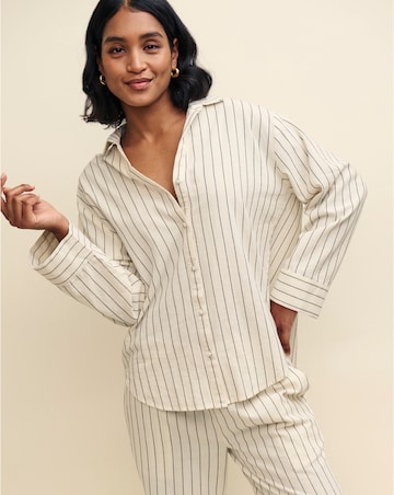 Nobody's Child Cream Pinstripe Oversized Shirt