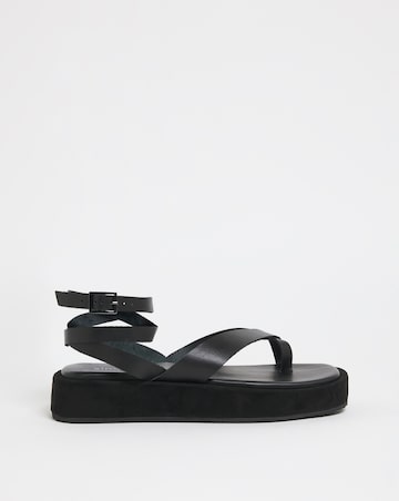 Faye Toe Post Ankle Tie Flatform Sandals - Wide Fit (E)
