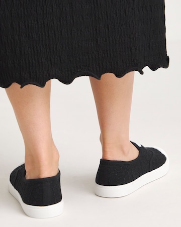 Burney Broderie Lace Up Plimsole Trainers - Wide Fit (E)
