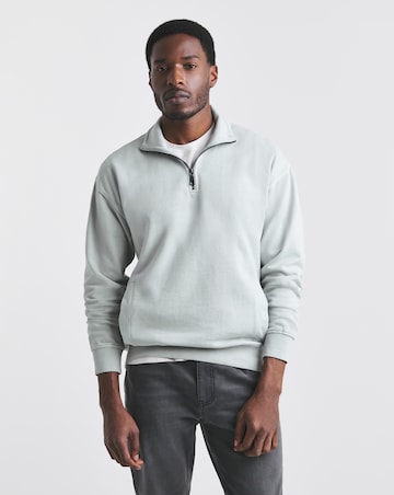 Union Garment Dyed 1/4 Zip Sweat- Steel Blue