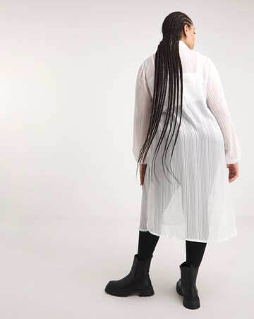 White Sheer Longline Striped Shirt