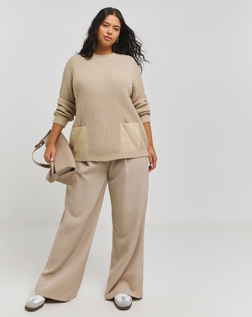 Camel Hybrid Contrast Pocket Detail Jumper