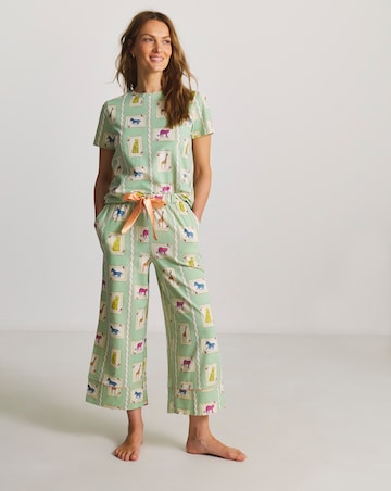 Chelsea Peers Organic Cotton Crew Neck TShirt & Capri Bottoms Pyjama Set