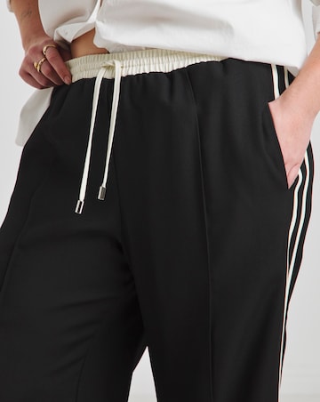 Simply Be Black and White Contrast Waist Side Stripe Trouser