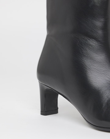 Anthology Mika Leather Kitten Heel Pointed Ankle Boots - Wide Fit (E)