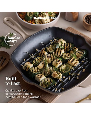 Barbary & Oak Nattura 26cm Cast Iron Grill Pan Beige