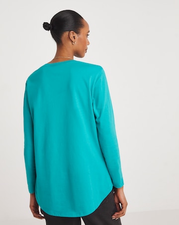 Aqua Crew Neck Longline Top