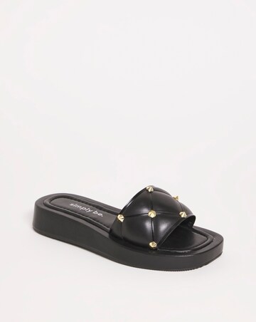 Simply Be Belle Quilted Studded Mule Sandals - Wide Fit (E)