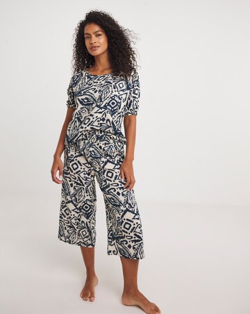Printed Wide Leg Cotton Cheesecloth Lounge Set