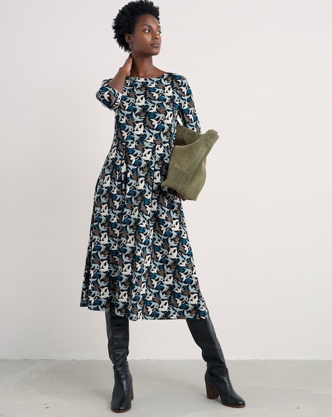 Seasalt Cornwall Wild Bouquet 3/4 Sleeve Fit And Flare Dress