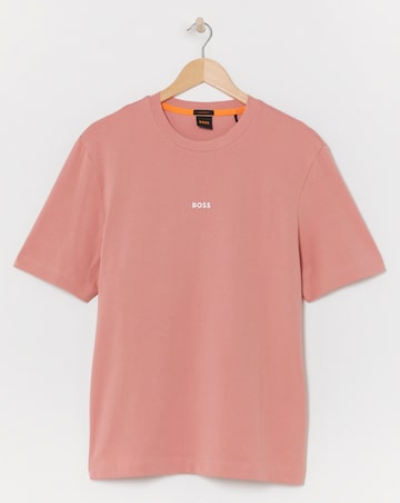 BOSS Short Sleeve Pink Centre Logo T-Shirt