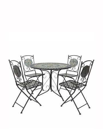 Charles Bentley Mosaic 4 Seater Dining Set - Blue