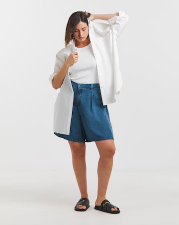 Simply Be Mid Blue Denim Lyocell Bermuda Shorts