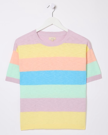 FatFace Sorbet Linen Stripe Short Sleeve Jumper