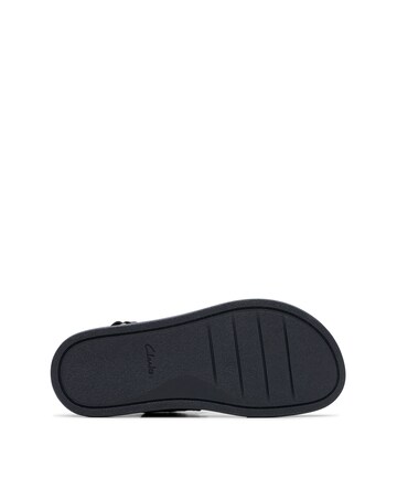Clarks Black Leather Arwell Glide Sandals - Wide Fit (E)