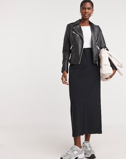 Black Split Front Pencil Skirt