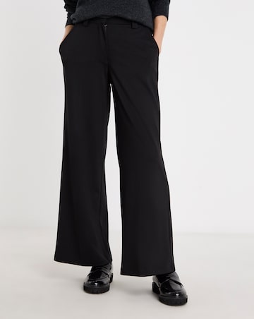 Black Tailored Jersey Wide Leg Trousers