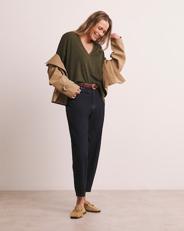 Anthology V neck Drop Shoulder Linen T-shirt