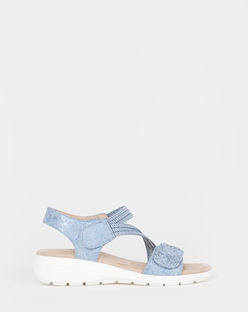 Cushion Walk Navy Printed Touch-Fasten Sandals - Wide Fit (E)