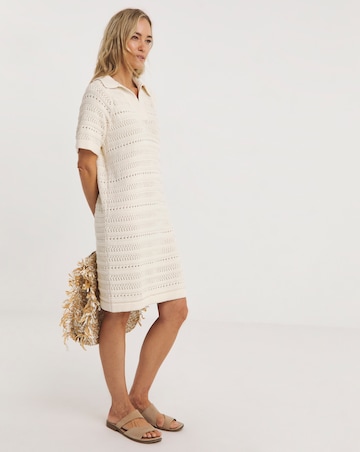 Crochet Collar Short Sleeve Dress