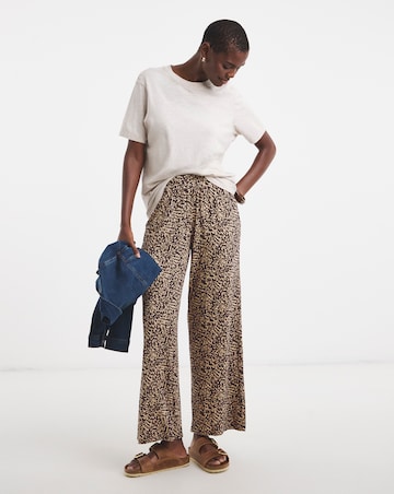 Printed Wide Leg Jersey Trouser