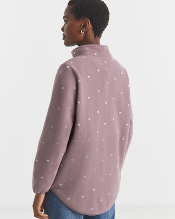 Heart Embroidered Quarter Zip Longline Fleece