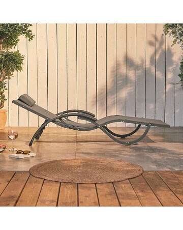 VonHaus Lindos Folding Textoline Adjustable Garden Sun Lounger