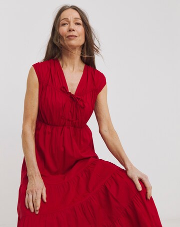 Tie Front Tier Maxi Dress