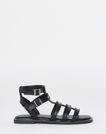 Zaire Scallop Edge Gladiator Flat Sandals - Wide Fit (E)