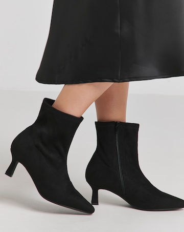 Ally Kitten Heel Sock Boot - Wide Fit (E)